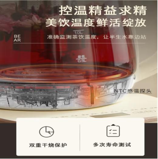 小熊  养生壶办公室迷你小型YSH-D15Y1全自动玻璃煮茶器家用多功能  淘气 商品图1