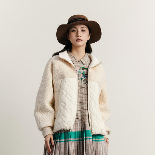 谜底立领短款羽绒服女2023冬新品时尚百搭宽松拼接鸭绒234MY1587 商品图0