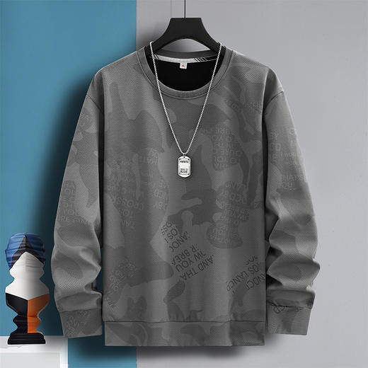 【加绒】【新款DSK】大依优型大码迷彩印花长袖卫衣加肥加大肥佬休闲宽松透气上衣秋装打底男士胖子 商品图2