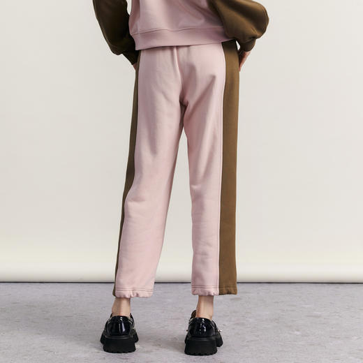 谜底拼色休闲裤女2023冬款时尚百搭宽松厚款直筒裤卫裤234MK1532 商品图2