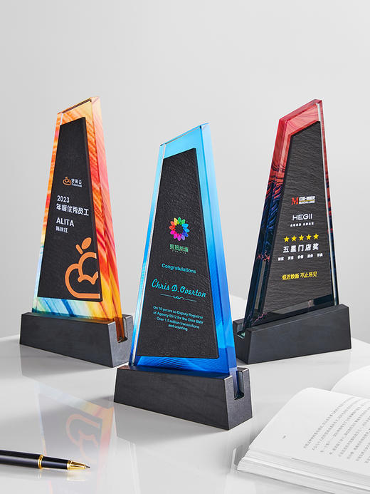砚石水晶奖杯定制创意高档授权牌订制年会荣誉优秀员工奖牌定做 商品图1