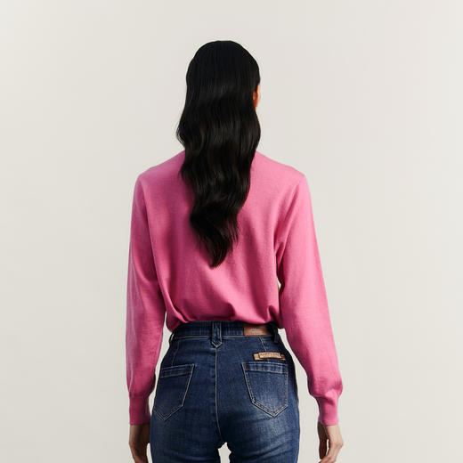 谜底套头针织衫女2023冬新品复古文艺绣花圆领百搭毛衣234MZ1876 商品图2