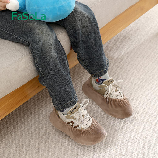 FaSoLa绒布鞋套室内布料可洗反复使用家用防滑耐磨脚套微机学生机房儿童 商品图8