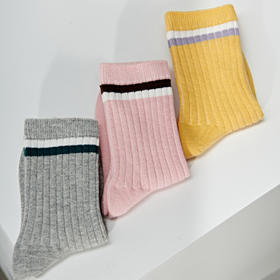 【2双装 6双6折】中童双针中长筒无骨精梳棉袜吸汗透气防臭【2323201】