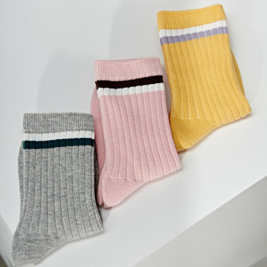 【2双装 6双6折】中童双针中长筒无骨精梳棉袜吸汗透气防臭【2323201】 商品图0