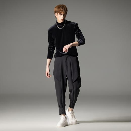 PINLI品立秋冬新品丝绒高领长袖T恤男士休闲高级感打底衫上衣B233111133 商品图4