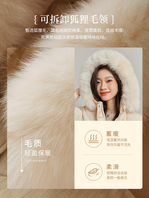 【年货节】熙世界大毛领羽绒服女冬季2025年新款小个子高级感炸街白鸭绒外套 商品图3