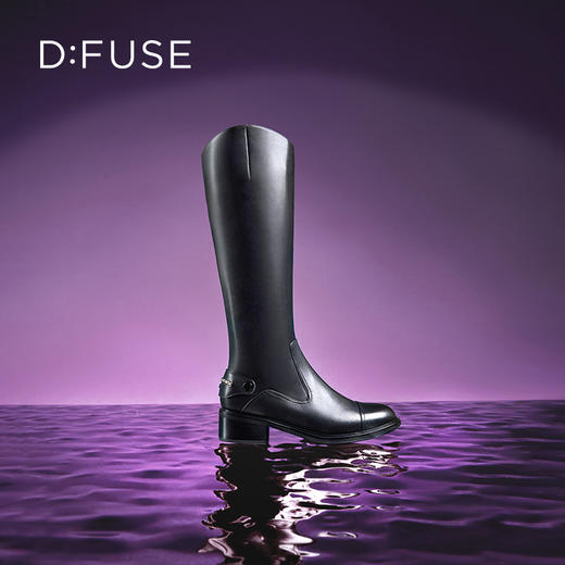 Dfuse迪芙斯2023冬季新款牛皮经典不对称骑士靴长靴女DF34117118 商品图7