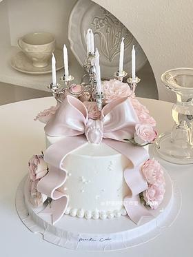 黑巢-鲜花烛台泡泡玫瑰生日蛋糕