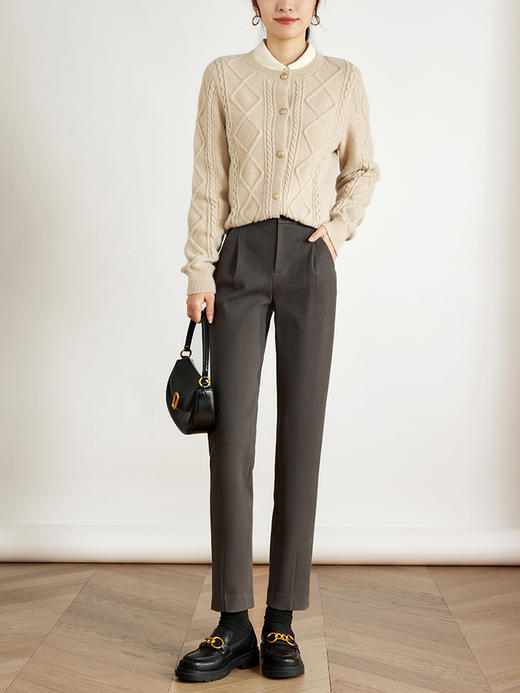 【129选3件，不退换】熙世界毛呢裤子女秋冬窄版直筒烟管裤2025新款气质高腰显瘦西装裤 商品图4