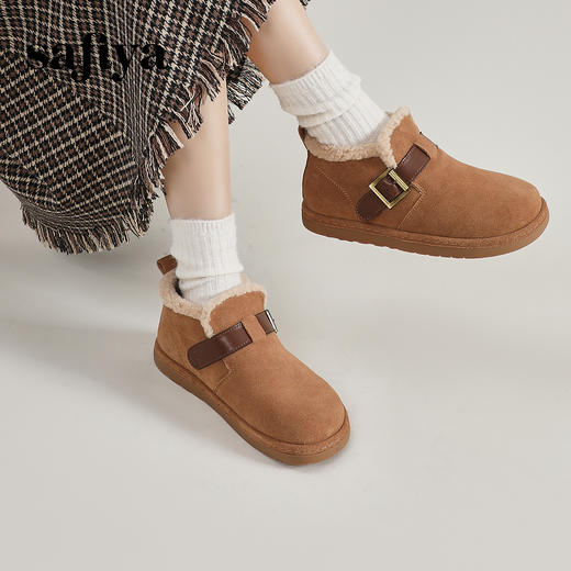 Safiya/索菲娅2024新品冬日小暖炉加厚绒外穿保暖丑萌雪地靴 SF4411A107 商品图2