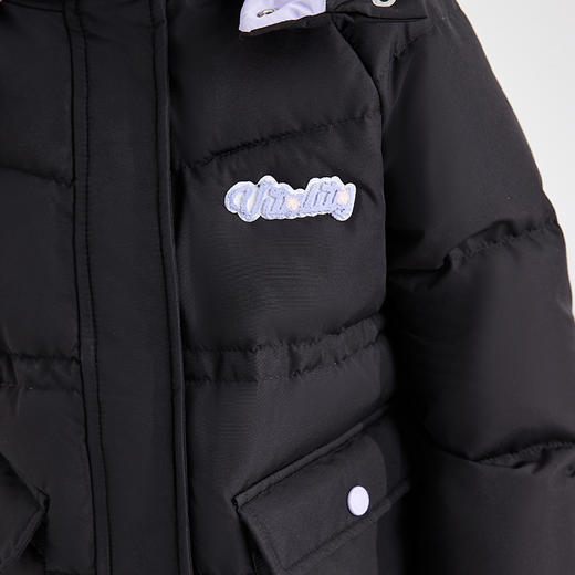 笛莎女童羽绒服2023冬季新款撞色连帽工装长款羽绒服  商品图3