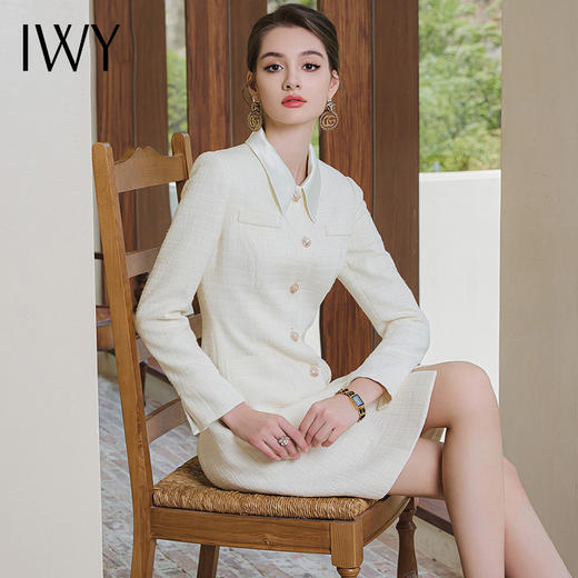 IWY/法式小香风连衣裙女秋冬高端轻奢长袖职业裙小个子通勤正装Q980 商品图3