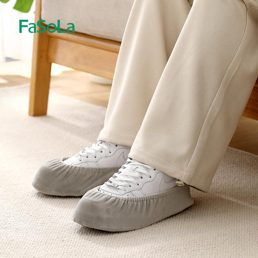 FaSoLa绒布鞋套室内布料可洗反复使用家用防滑耐磨脚套微机学生机房儿童 商品图6