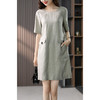 原形短袖连衣裙女中长款2023夏季新款韩版设计感宽松显瘦a字裙子 商品缩略图2