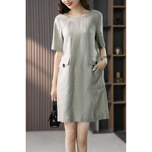 原形短袖连衣裙女中长款2023夏季新款韩版设计感宽松显瘦a字裙子 商品图2