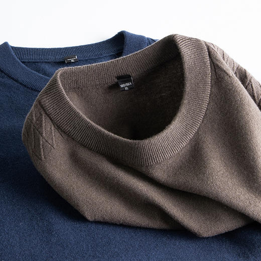 100%羊毛【新款DDS】大依优型大码男装羊毛衫圆领毛衣针织衫休闲加肥加大男士胖子大码内搭上衣 商品图3