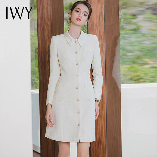 IWY/法式小香风连衣裙女秋冬高端轻奢长袖职业裙小个子通勤正装Q980 商品图2