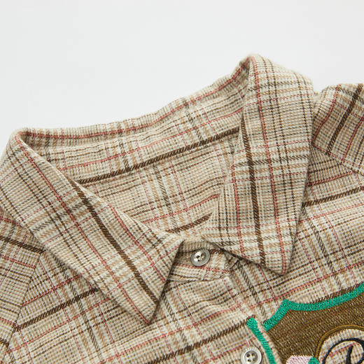 谜底A字型连衣裙长袖2023冬新品复古绣花格纹百褶中长裙234ML1584 商品图3