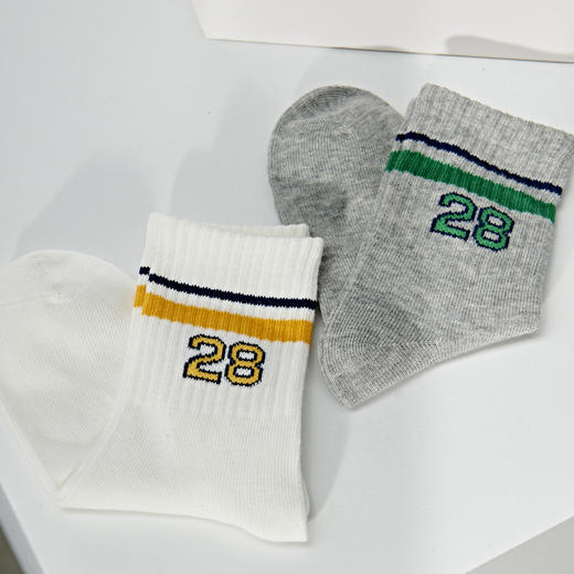 【2双装 6双6折】大童中筒数字无骨精梳棉袜吸汗透气防臭【2323102】 商品图1