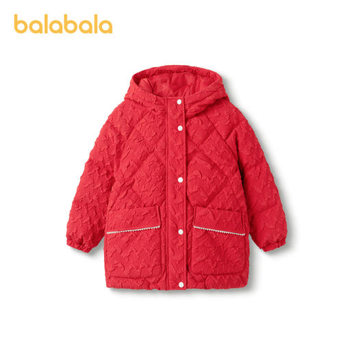 巴拉巴拉童装儿童羽绒服女童新款春装新年季保暖红色拜年上衣 商品图4