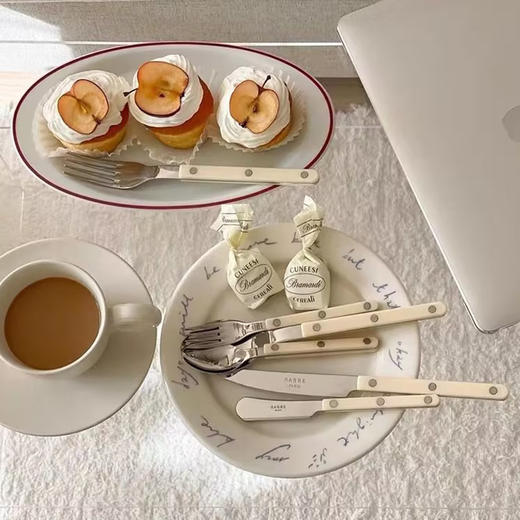 【非同款】法国进口Sabre Paris小酒馆象牙白不锈钢勺子牛排刀叉ins风西餐具家用 商品图1