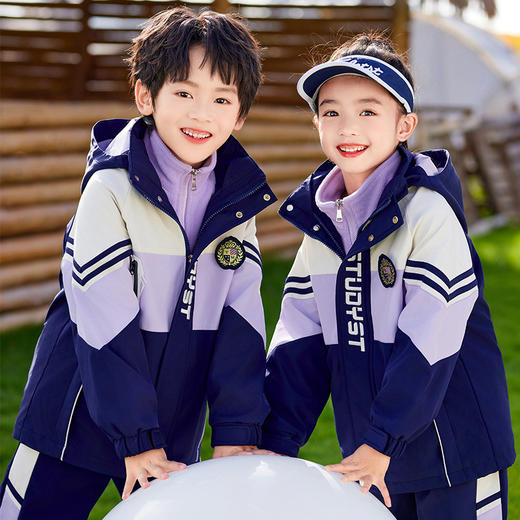 ALBB-小学生校服套装秋冬款三合一冲锋衣新款班服运动三件套幼儿园园服 商品图0
