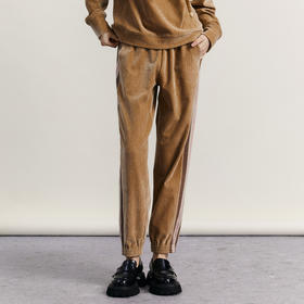 谜底雪尼尔束脚裤2023冬新品时尚百搭拼接松紧腰九分裤234MK1554