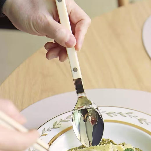 【非同款】法国进口Sabre Paris小酒馆象牙白不锈钢勺子牛排刀叉ins风西餐具家用 商品图2