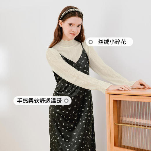 【严选】诗凡黎冬v领设计小碎花丝绒连衣裙SEA490841 商品图3