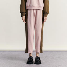 谜底拼色休闲裤女2023冬款时尚百搭宽松厚款直筒裤卫裤234MK1532
