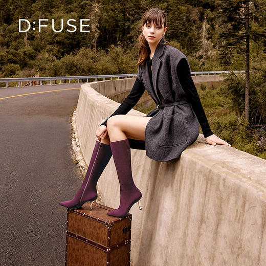 DFuse迪芙斯2023年冬季新款绒面长靴DF34117116 商品图8