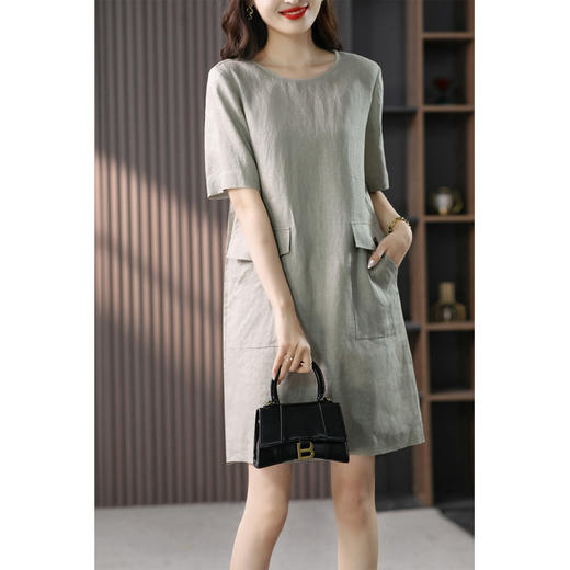 原形短袖连衣裙女中长款2023夏季新款韩版设计感宽松显瘦a字裙子 商品图3