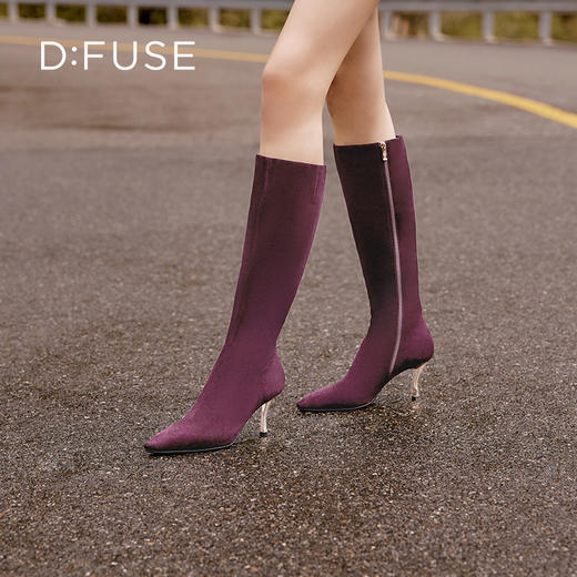 DFuse迪芙斯2023年冬季新款绒面长靴DF34117116 商品图0