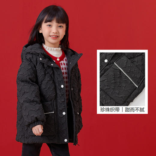 巴拉巴拉童装儿童羽绒服女童新款春装新年季保暖红色拜年上衣 商品图3