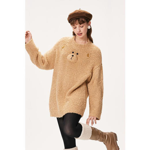 【严选】诗凡黎冬趣味小熊图案针织衫SEA431101 商品图1