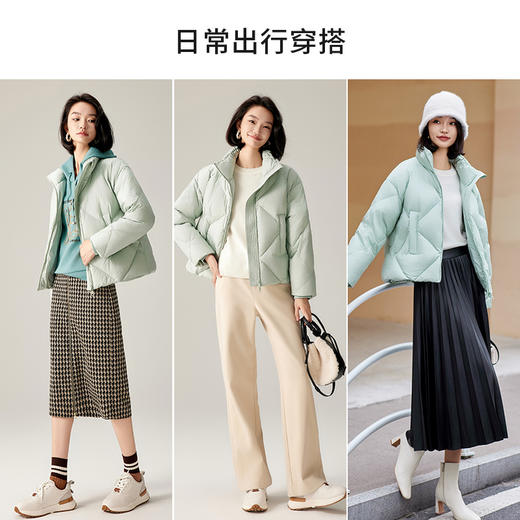 【商场同款】CJOI002 “清新短泡芙” 短款直身型晨雾绿羽绒服 轻盈软绵 温柔包裹 温暖却不厚重,适合日常通勤的时尚穿搭 商品图9