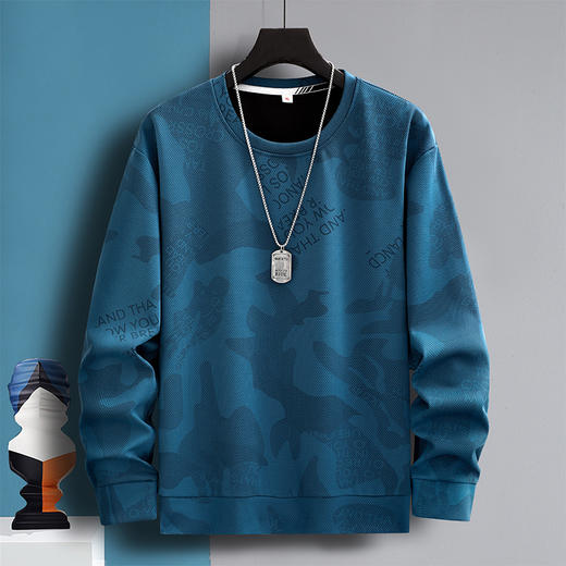 【加绒】【新款DSK】大依优型大码迷彩印花长袖卫衣加肥加大肥佬休闲宽松透气上衣秋装打底男士胖子 商品图1