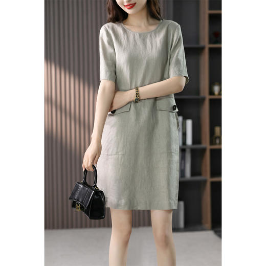 原形短袖连衣裙女中长款2023夏季新款韩版设计感宽松显瘦a字裙子 商品图4