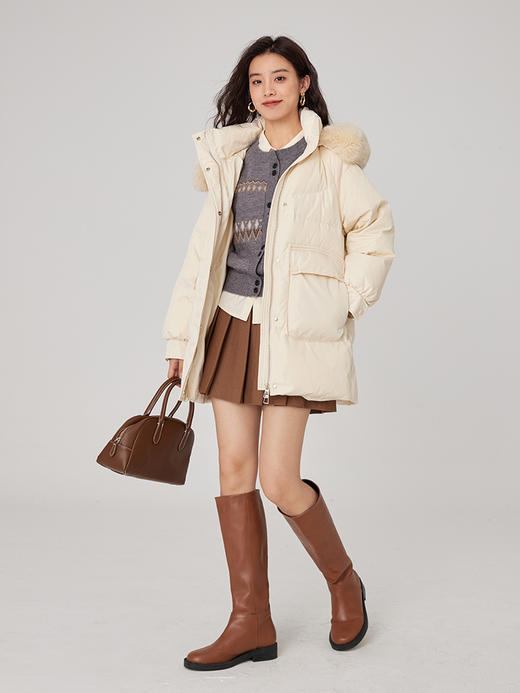 【年终特卖】熙世界小个子狐狸毛领宽松面包五防面料羽绒服女短款鸭绒外套2025冬季新款 商品图7