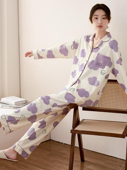 康妮雅女式长袖长裤开襟套装 商品图2