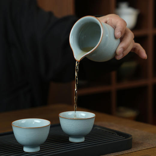 【特惠6折】元本道开片可养汝窑功夫茶具套装家用瓷器高级陶瓷喝茶侧把壶套组 商品图7