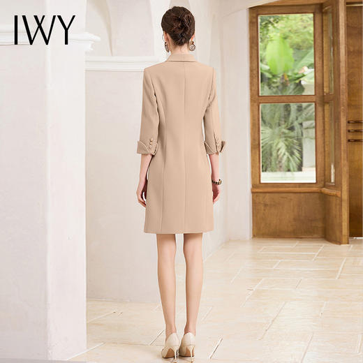 IWY/春秋卡其色西装连衣裙女气质双排扣复古职业套裙工作服Q991 商品图4