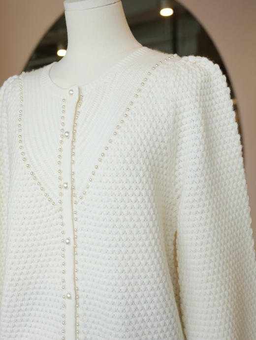MAISON COVET 纯山羊绒珍珠设计白色上衣 商品图11