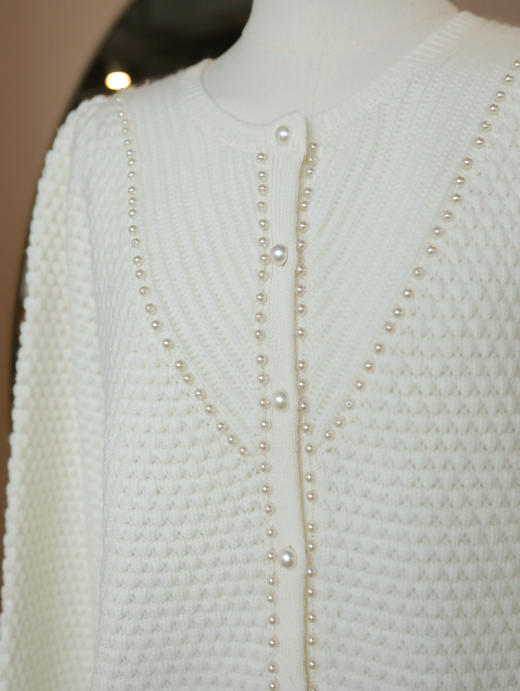 MAISON COVET 纯山羊绒珍珠设计白色上衣 商品图12