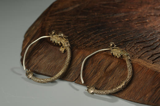 清代·老银立体掐丝龙头耳环 商品图2