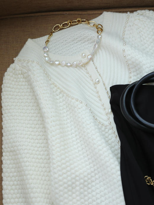 MAISON COVET 纯山羊绒珍珠设计白色上衣 商品图8