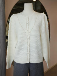 MAISON COVET 纯山羊绒珍珠设计白色上衣