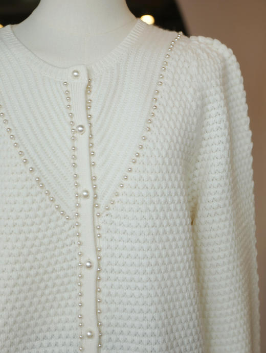 MAISON COVET 纯山羊绒珍珠设计白色上衣 商品图1