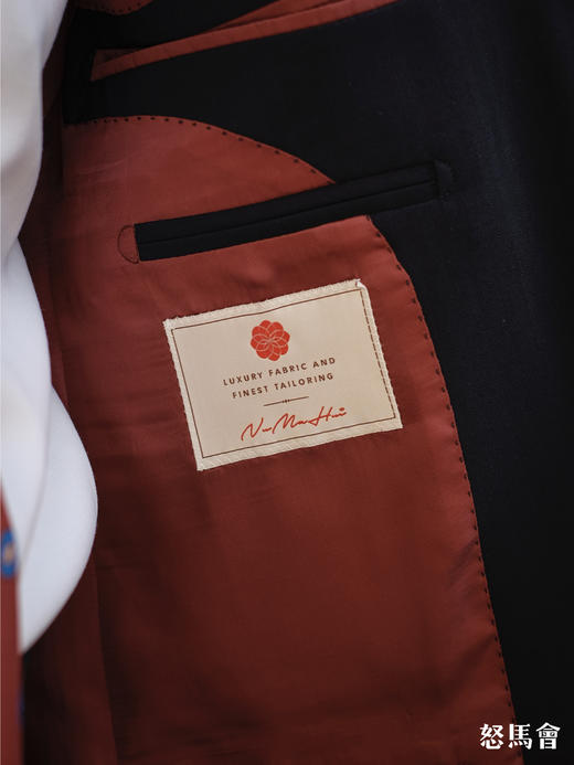 杰尼亚 Cloth Ermenegildo Zegna Traveller Four Seasons 藏青色暗人字纹全麻衬套装 商品图9